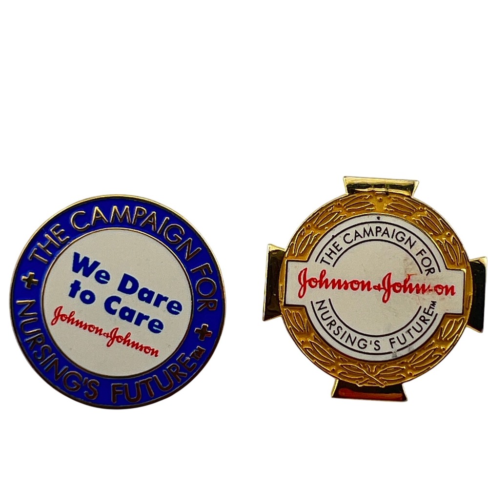 Johnson & Johnson Campaign For Nursing's Future Pins Y2K Blue Gold Tone Set 2p